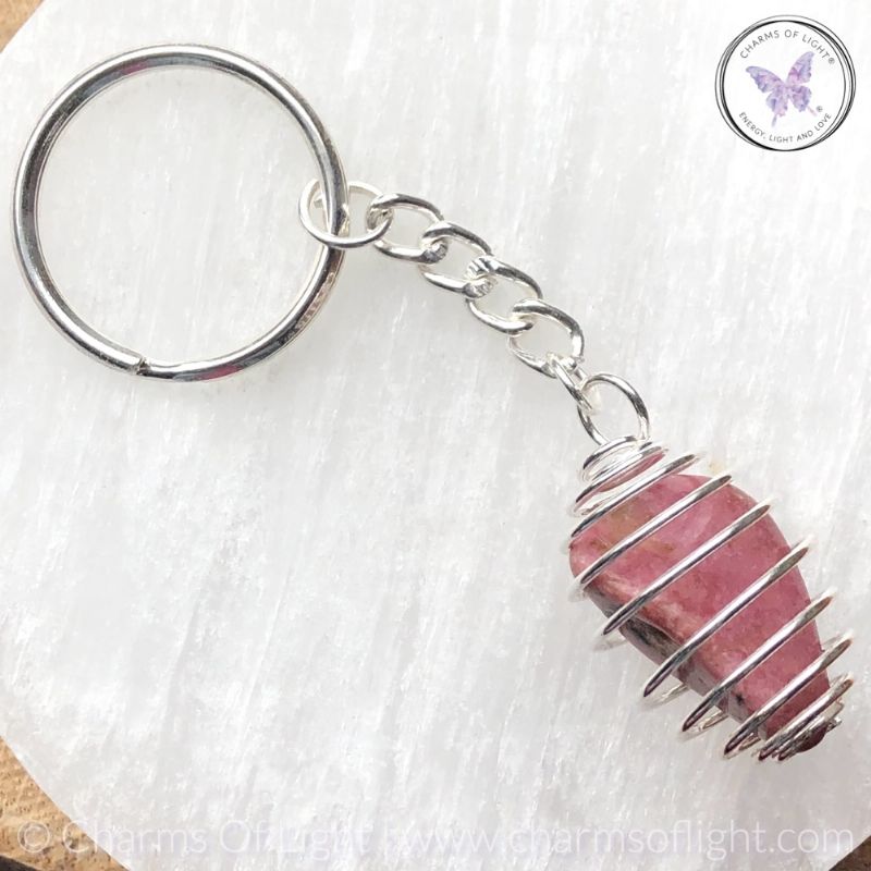 Rhodonite Tumble Stone Keychain